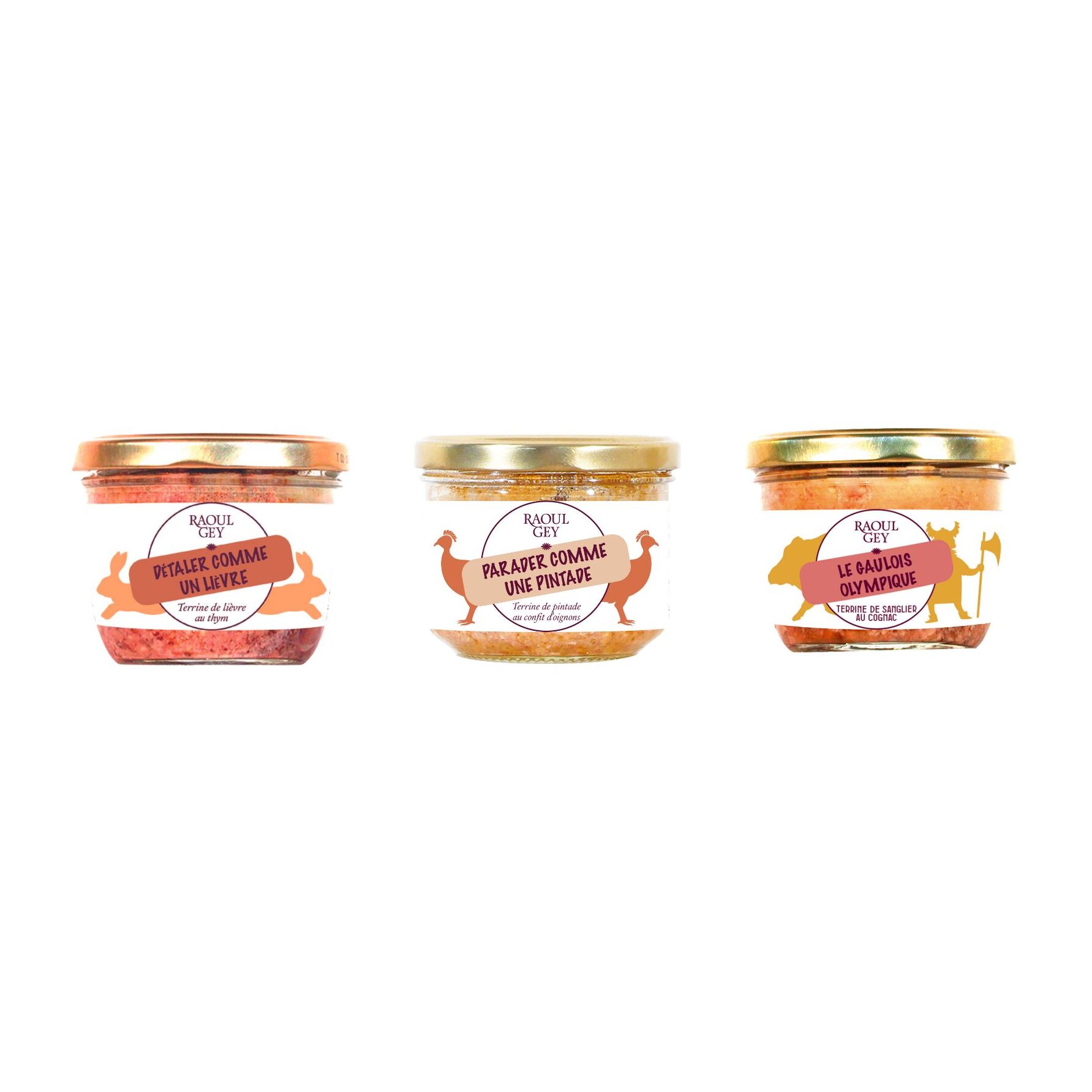 Assortiment de 3 Terrines : Lièvre, Pintade & Sanglier - 180gx3 - France