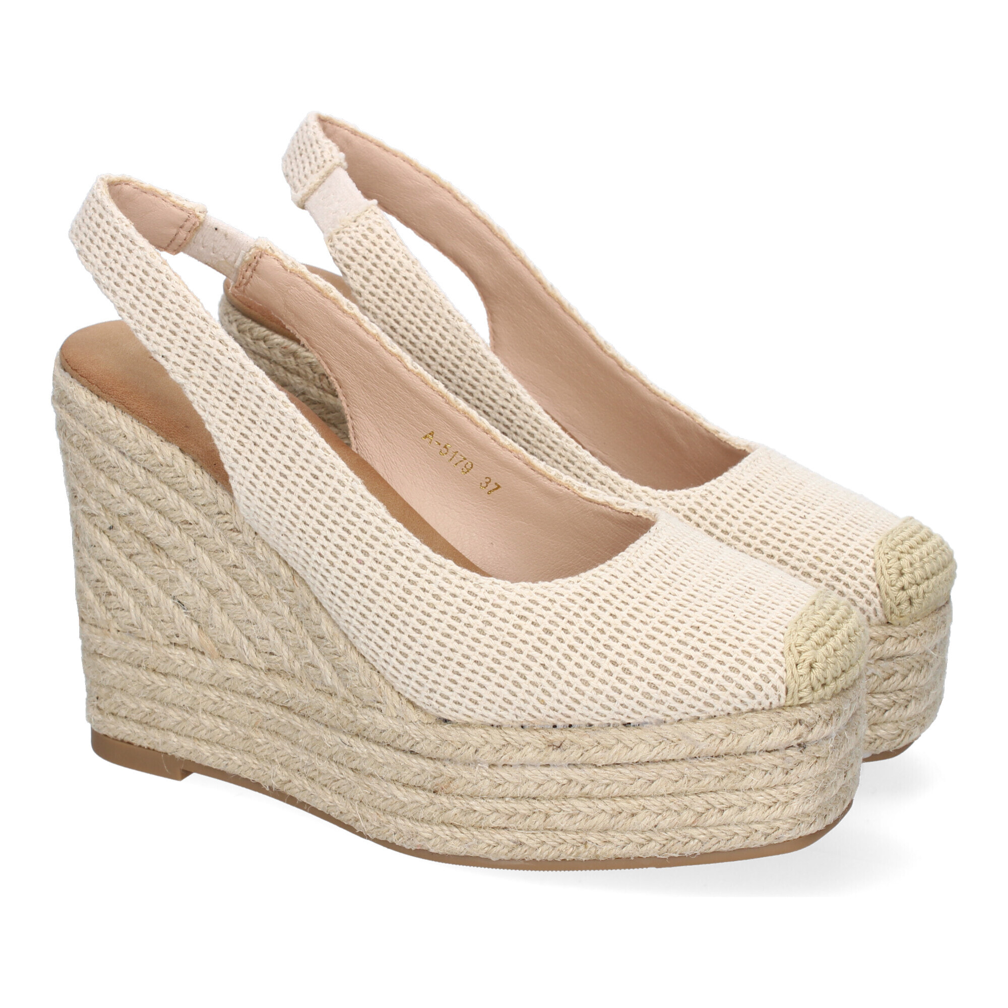 Sandalia de Cuña de Yute para Mujer, Comodas y Elegantes, Diseño de Pala Cerrada con Detalles Bordados