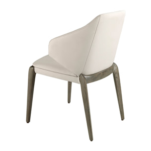 Silla Angel Cerdá con asiento y respaldo tapizados en polipiel en crema patas de madera de roble en ceniza 53x54x82cm