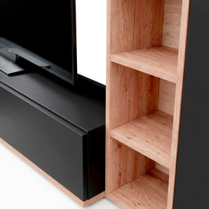 Parete Attrezzata Mobile TV Libreria Armadio Mensola Vani Multifunzione Design Contemporaneo Living Arredo Casa 240 x 40 x 127 Cm Nero E Rovere