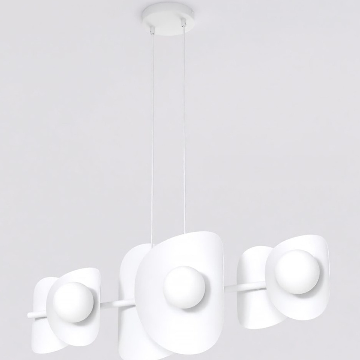 Lampada a sospensione Elementi 6 in acciaio bianco opaco