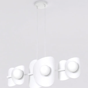 Lampada a sospensione Elementi 6 in acciaio bianco opaco