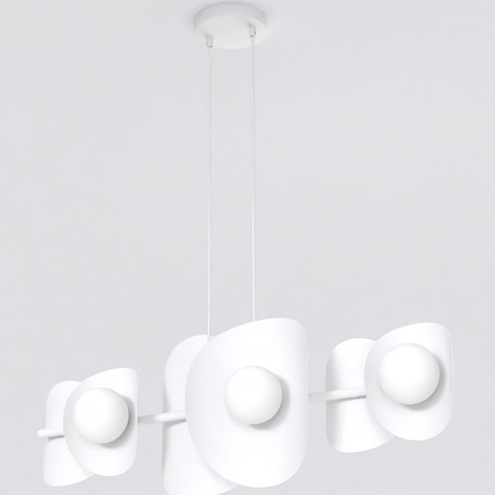 Lampada a sospensione Elementi 6 in acciaio bianco opaco
