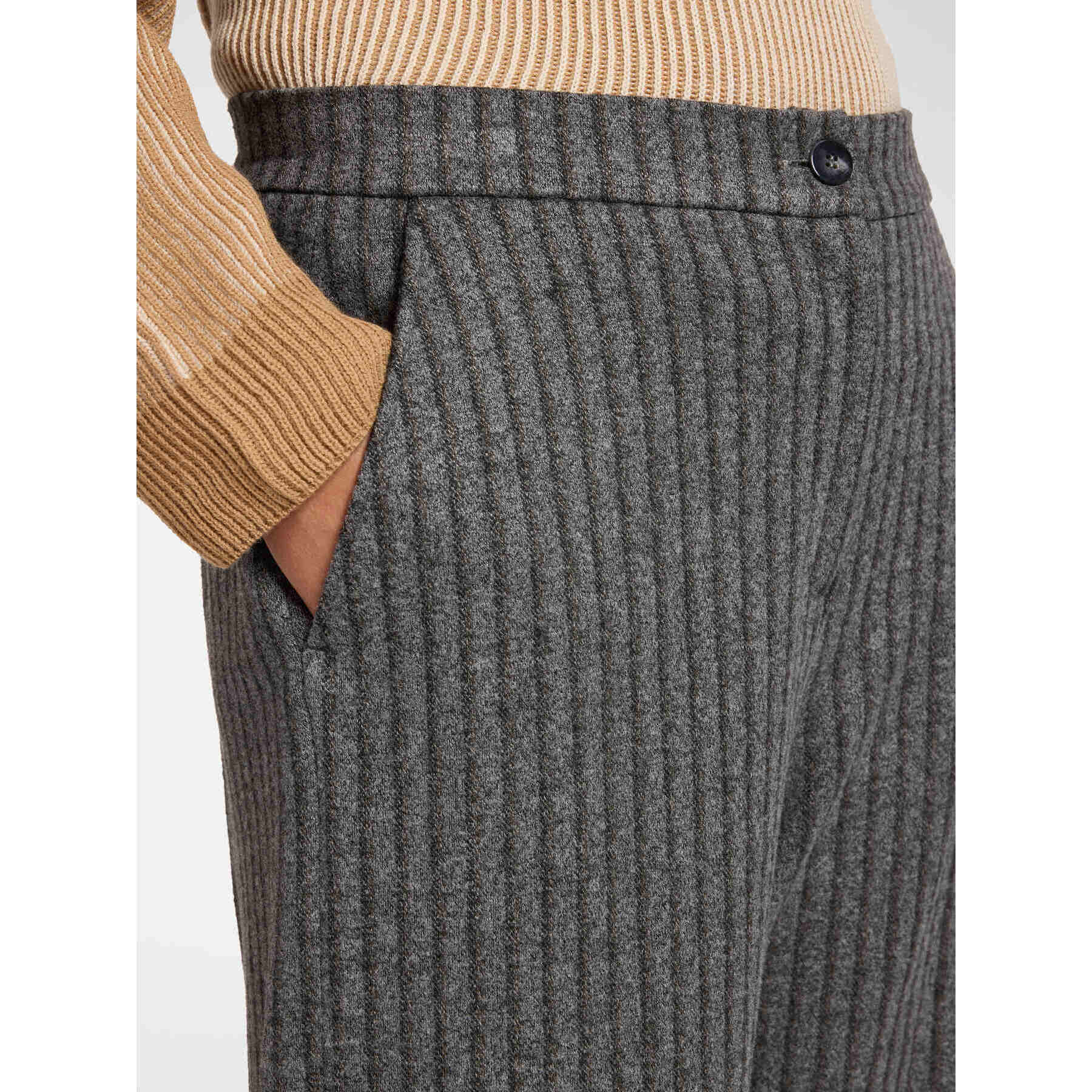 Elena Mirò - Pantalones palazzo jacquard de rayas - Gris