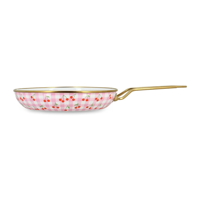 Poêle 20cm en acier émaillé avec motif cerise - tous feux VICHY