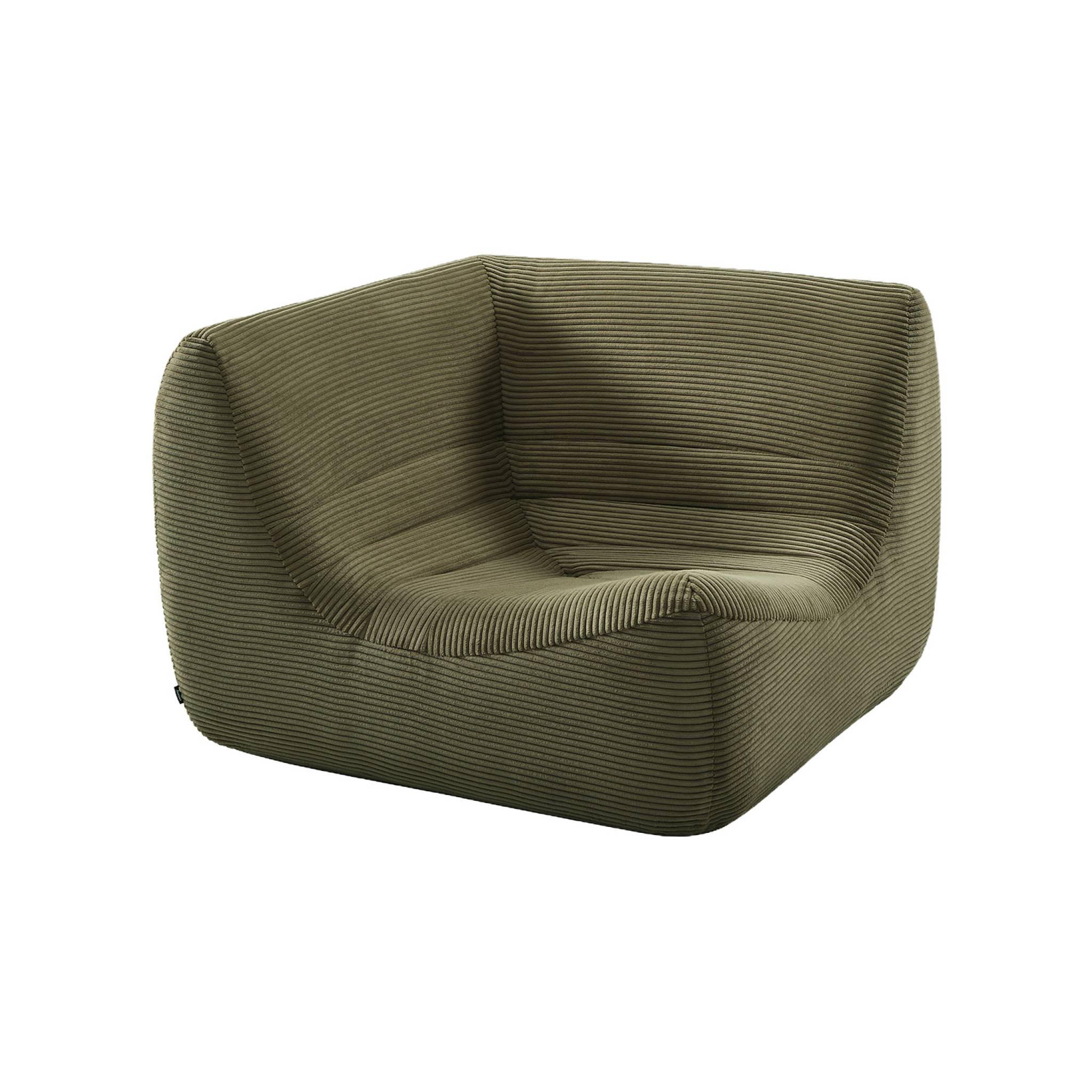 Canapé d'angle compressé modulable 5 places avec repose pied velours côtelé SOKOL