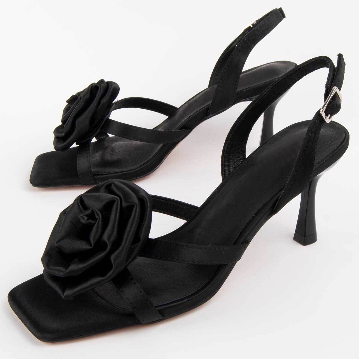Sandalia De Tacón - Negro - Altura: 6 Cm
