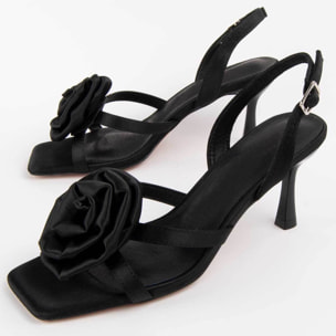 Sandalia De Tacón - Negro - Altura: 6 Cm