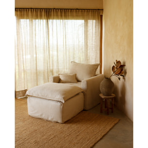 Sillón de algodón y lino desenfundable tono beige de 108x96cm Alto: 99 Largo: 108 Ancho: 96