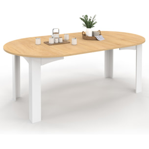 Table à manger ronde extensible Dina bois blanc Ø110-200cm