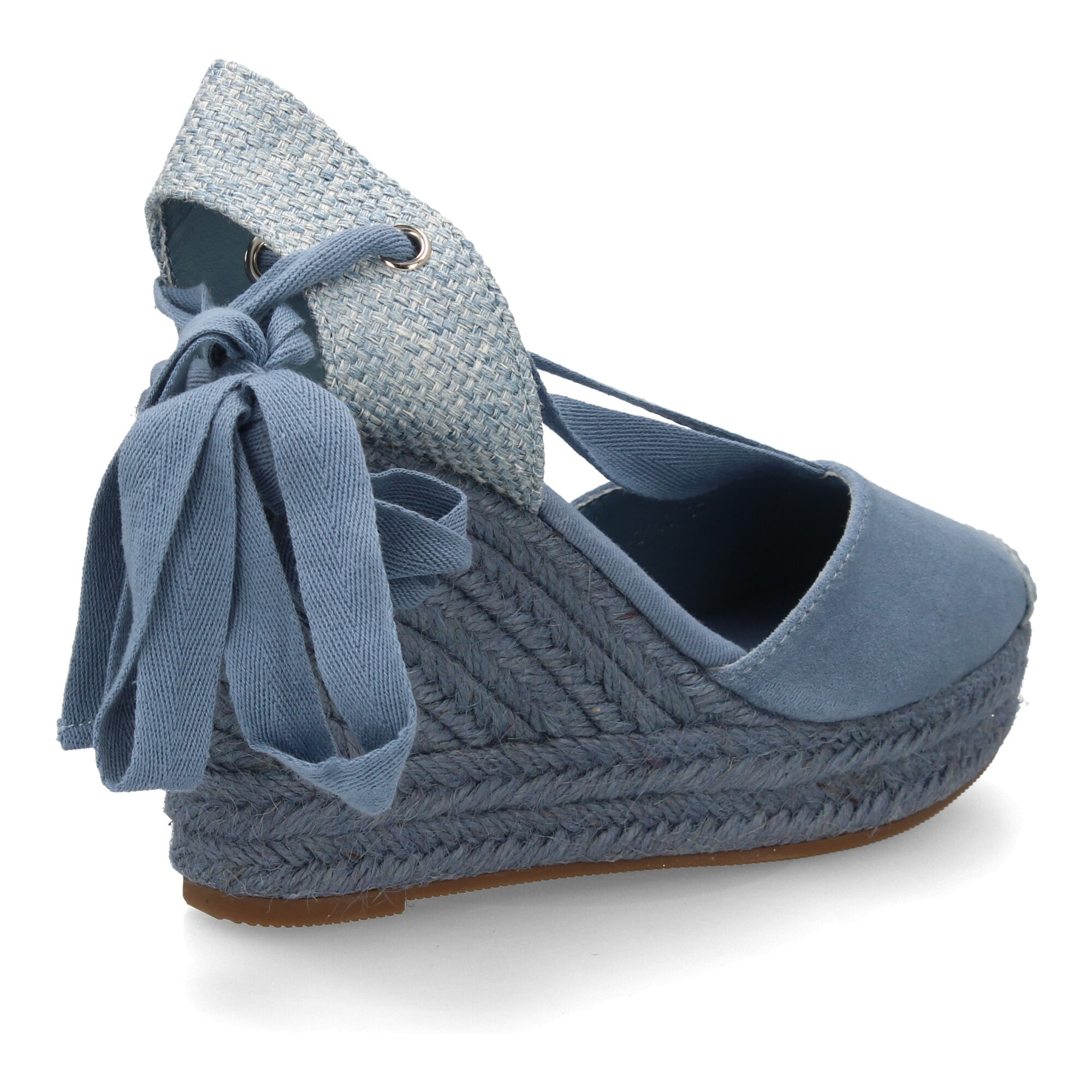 Alpargata de cuña alta de esparto con cintas