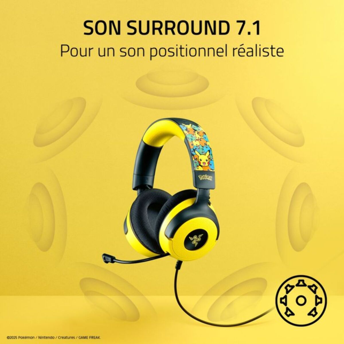 Casque gamer RAZER KRAKEN V4 X POKÉMON KANTO STARTERS ED