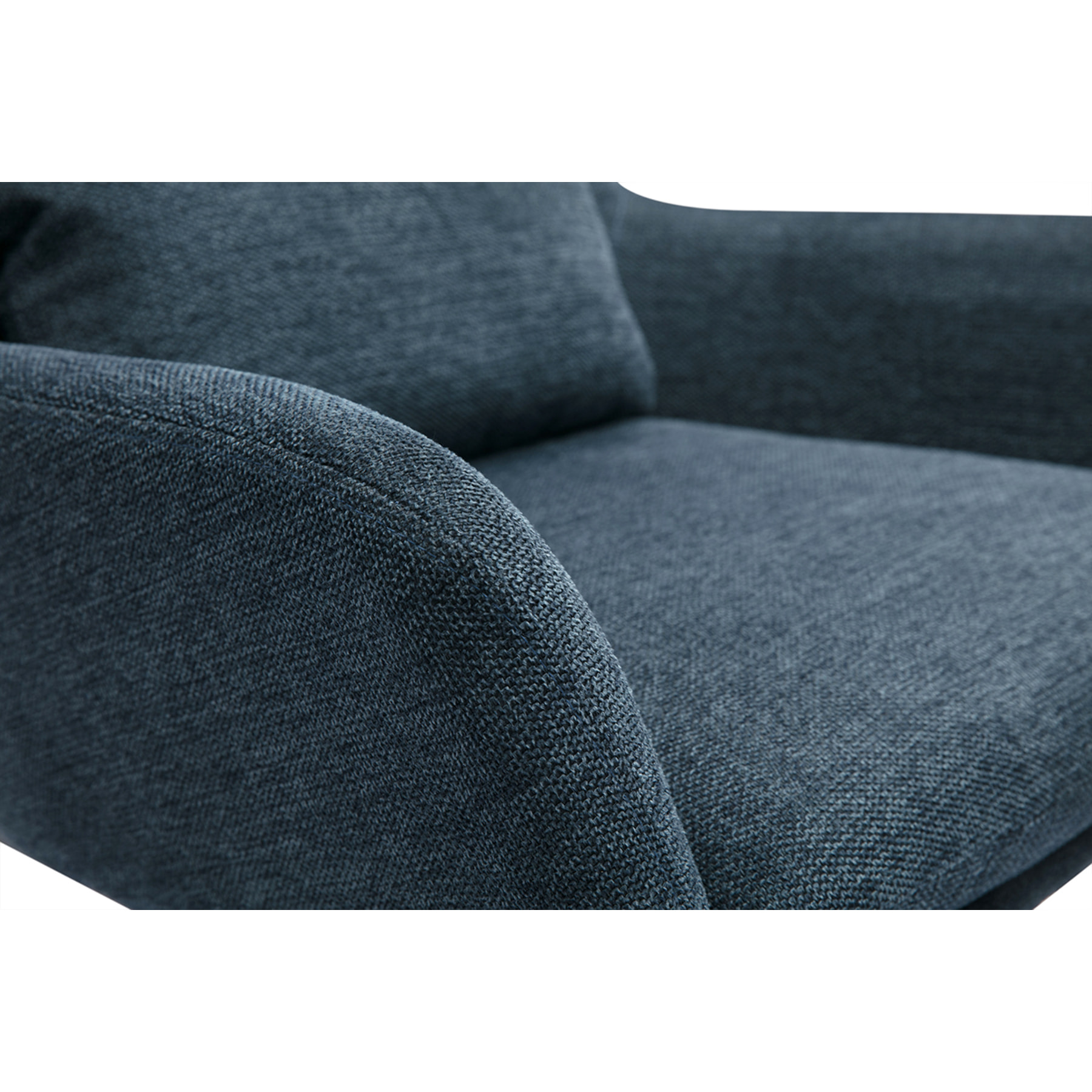 Fauteuil design en tissu effet velours texturé bleu foncé et métal noir MAXINE