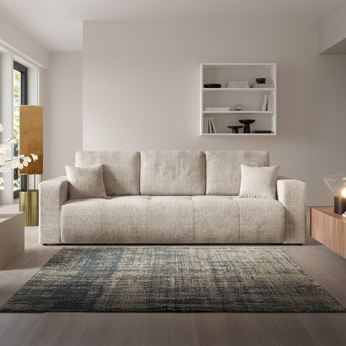 AURORE - Canapé 3 places en tissu texturé beige