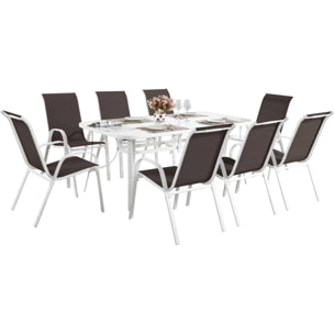 Table et chaises de jardin en textilène "Cordoba XL 180" - Phoenix - 8 places - Taupe