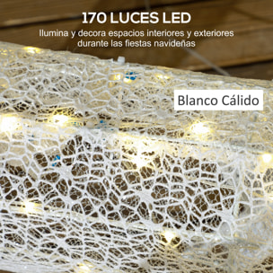 Reno con Trineo Luminoso, Decoración de Navidad con 170 LED Blanco Cálido, Illuminación Navideña para Interior, Exterior y Jardín