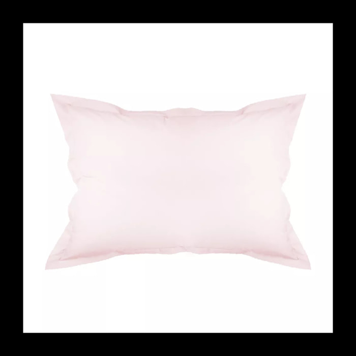 Taie d'oreiller percale de coton uni rose Olana petale