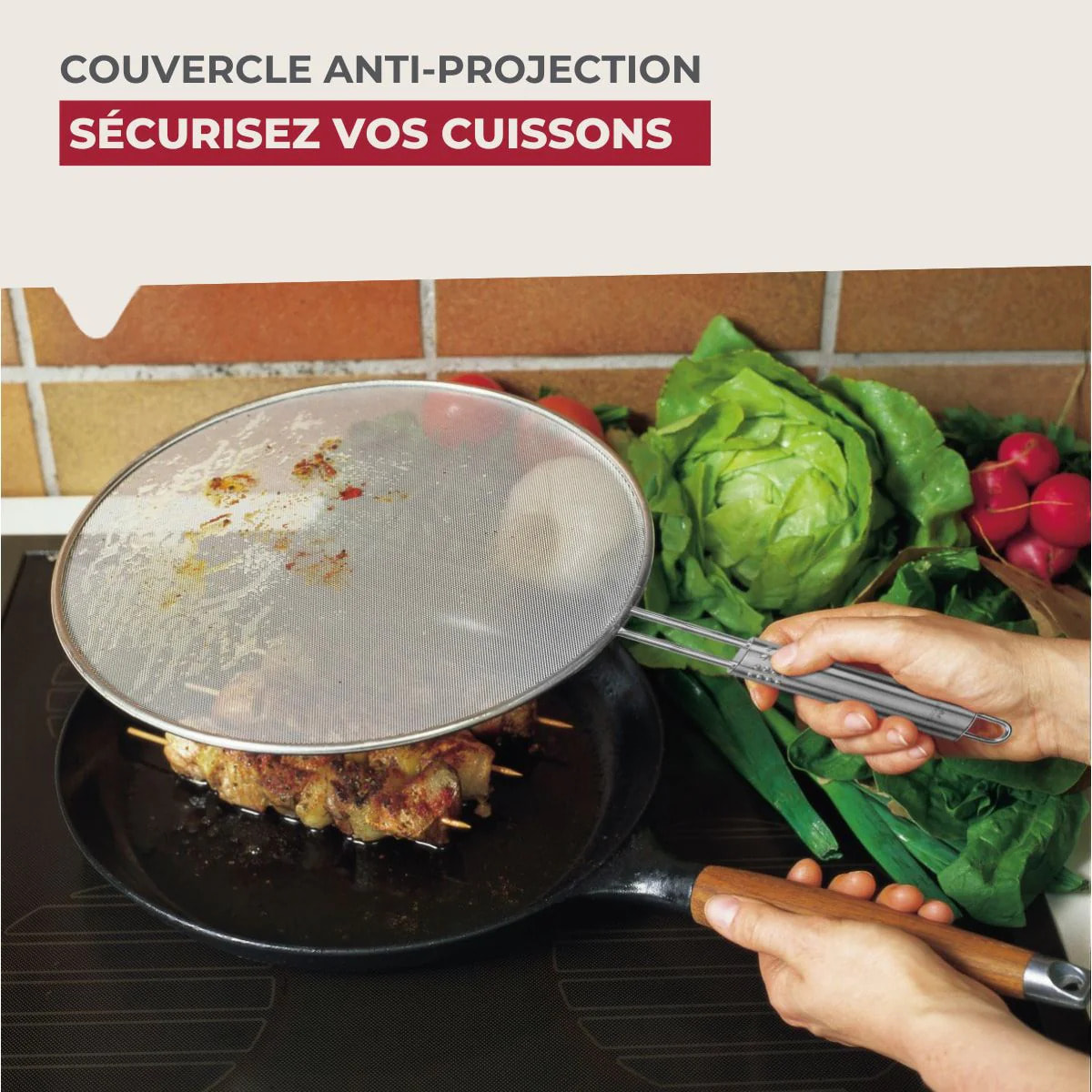 Set de 2 couvercles de cuisine 29/29 cm en acier inoxydable avec 2 ustensiles Fackelmann Basic
