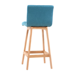 Tabourets de bar bois et bleu canard H65 cm (lot de 2) KLARIS