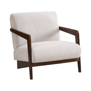 Fauteuil intérieur scandinave en bois et tissu "Lena" - Beige