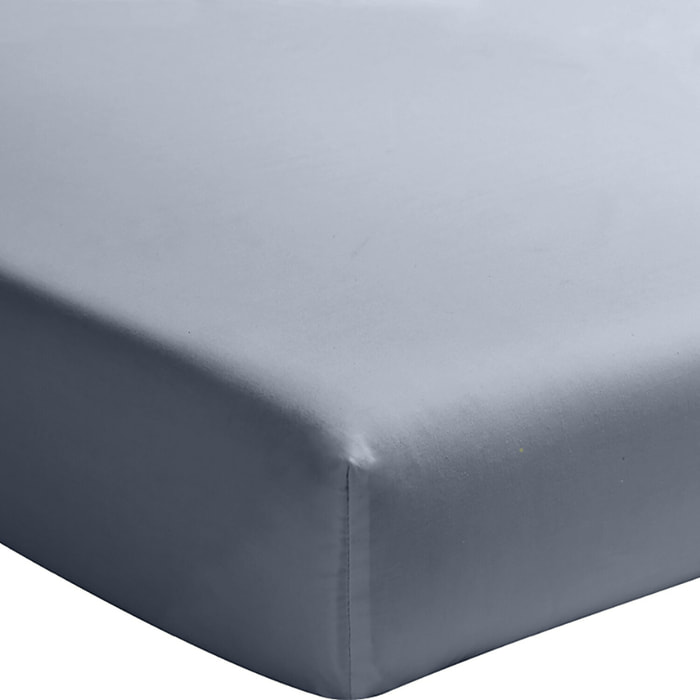 Drap housse percale de coton bleu anthracite