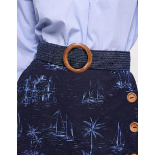 Falda Midi Azul Marino - Falnetis