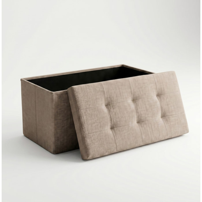 Pouf contenitore pieghevole 76x34x34 cm, panca con vano portaoggetti capiente, seduta imbottita resistente fino a 150 kg, design effetto lino elegante, salvaspazio ideale per soggiorno camera ingresso e cameretta