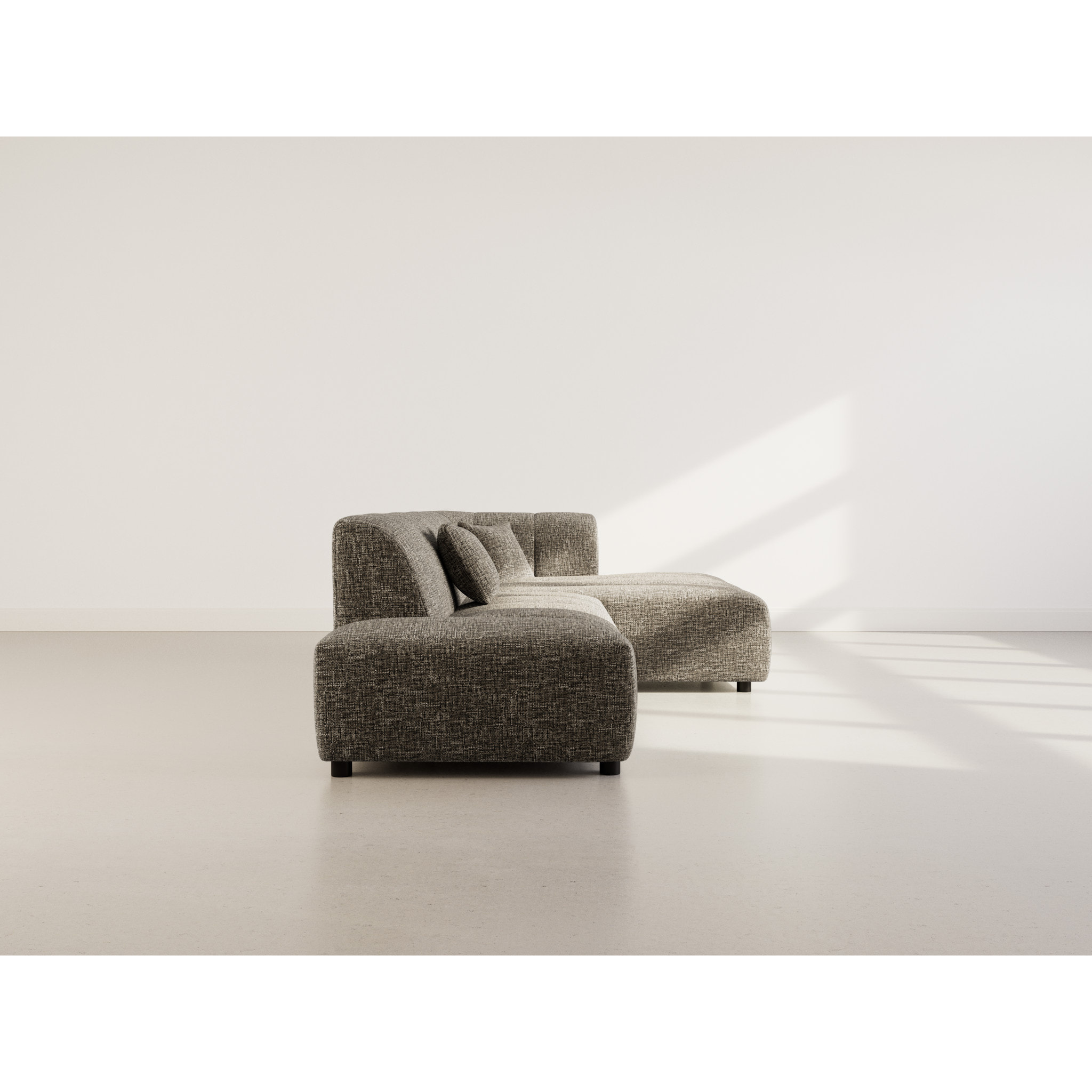 Curtis - canapé d'angle droit 4 places sans accoudoir en tissu texturé - Vert Olive