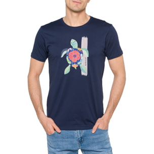 T-shirt in cotone 150 gr Rebel Hot Buttered Blu Navy.