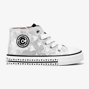 Zapatillas Altas Unisex Con Brillo en Plata