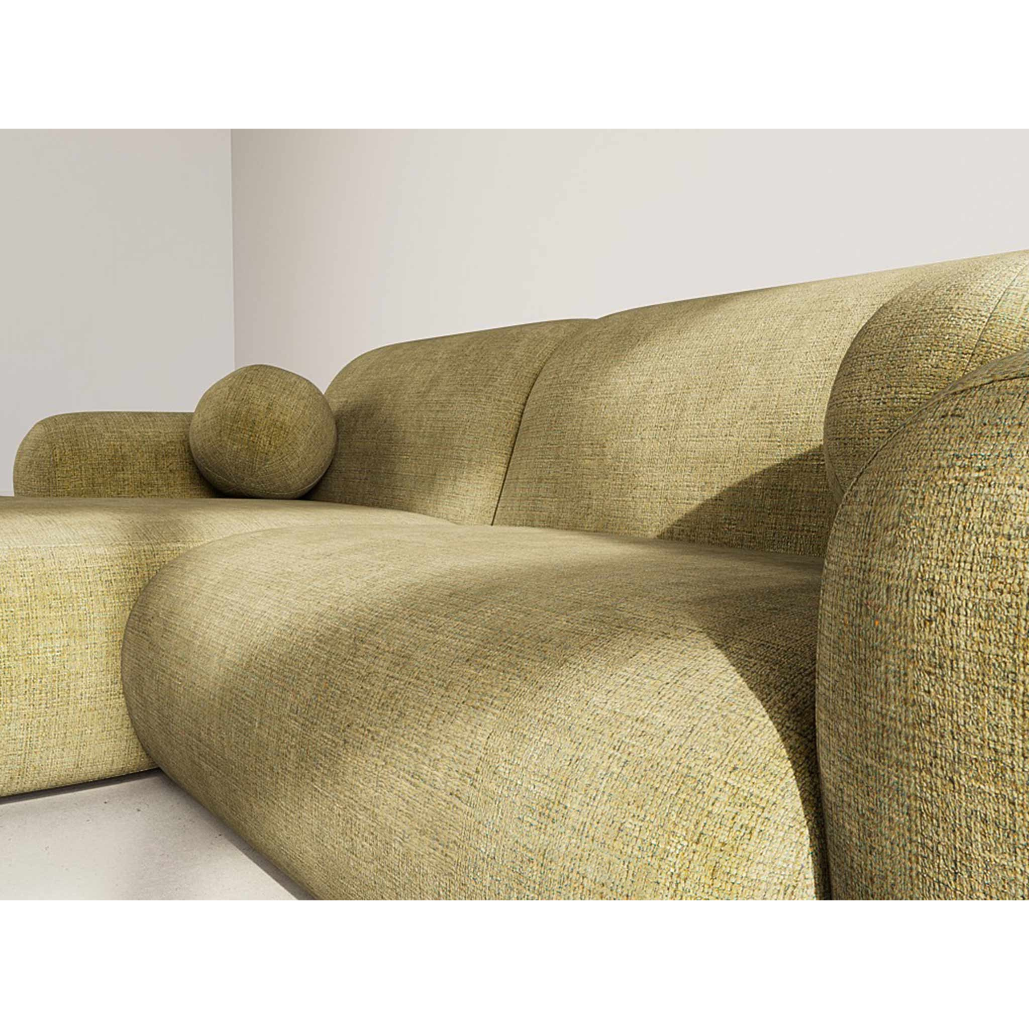 Louise - Canapé d'angle gauche 4 places en velours texturé - Vert Kaki