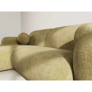 Louise - Canapé d'angle gauche 4 places en velours texturé - Vert Kaki