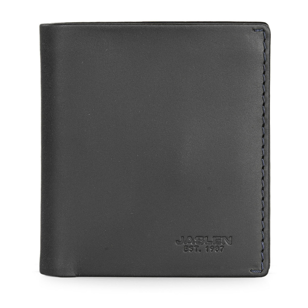 Cartera Hombre Piel Jaslen Lyon Negro-Azul