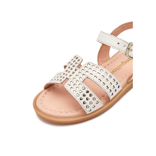 Sandalias Abiertas de Niña Con Corazones en Dorado
