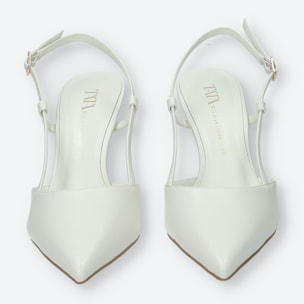 Décolleté sling back Donna Tata Italia Bianco