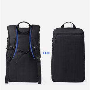 DAM Mochila multi compartimento con capa impermeable. Uso tipo bolsa. Laptop 17'' + Tablet 9,7''. 30x23x52 Cm. Color: Negro