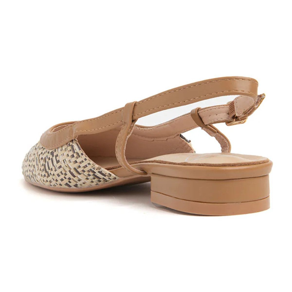 Slingback con tacco 3 e punta stondata - KHAKI