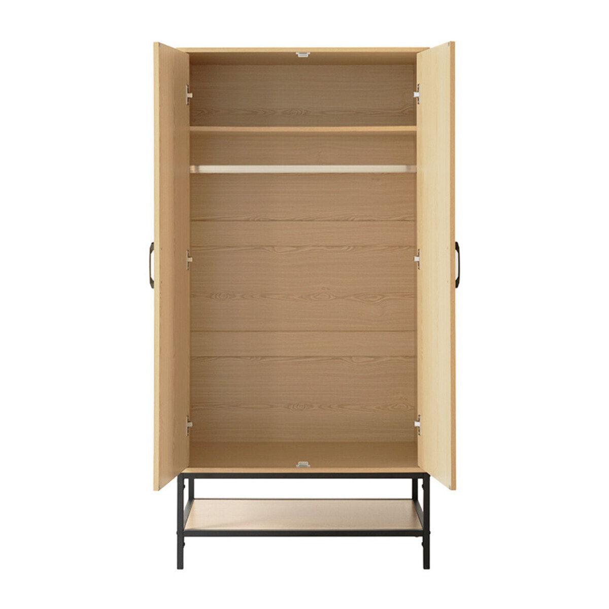 Nagato - armoire - cannage et effet bois - 80 cm - Bois / Noir