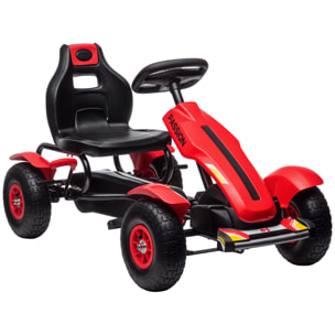 Go Kart a Pedales para Niños de +5 Años Coche de Pedales Infantil con Asiento Ajustable Neumáticos de Goma Freno de Mano para Niños y Niñas Carga 50 kg 121x58x61 cm Rojo