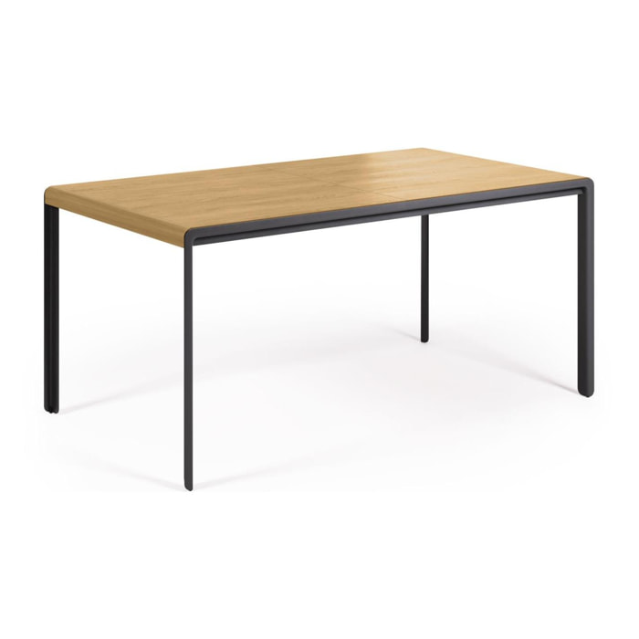 Table extensible Nadyria en contreplaqué de chêne et pieds en acier 160 (200) x 90 cmLa Forma -