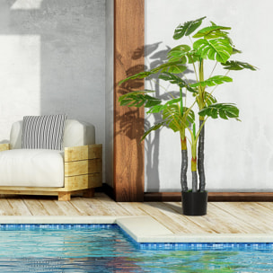 Planta Monstera Artificial 120 cm con Maceta y 20 Hojas Realistas Planta Tropical Decorativa para Hogar Salón Dormitorio Interior y Exterior Verde