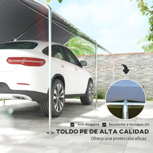 Cochera Exterior 3x6 m Carpa Garaje para Coche Impermeable con Toldo de Tela PE y Marco de Acero Galvanizado Pabellón Gazebo para Jardín Patio Gris