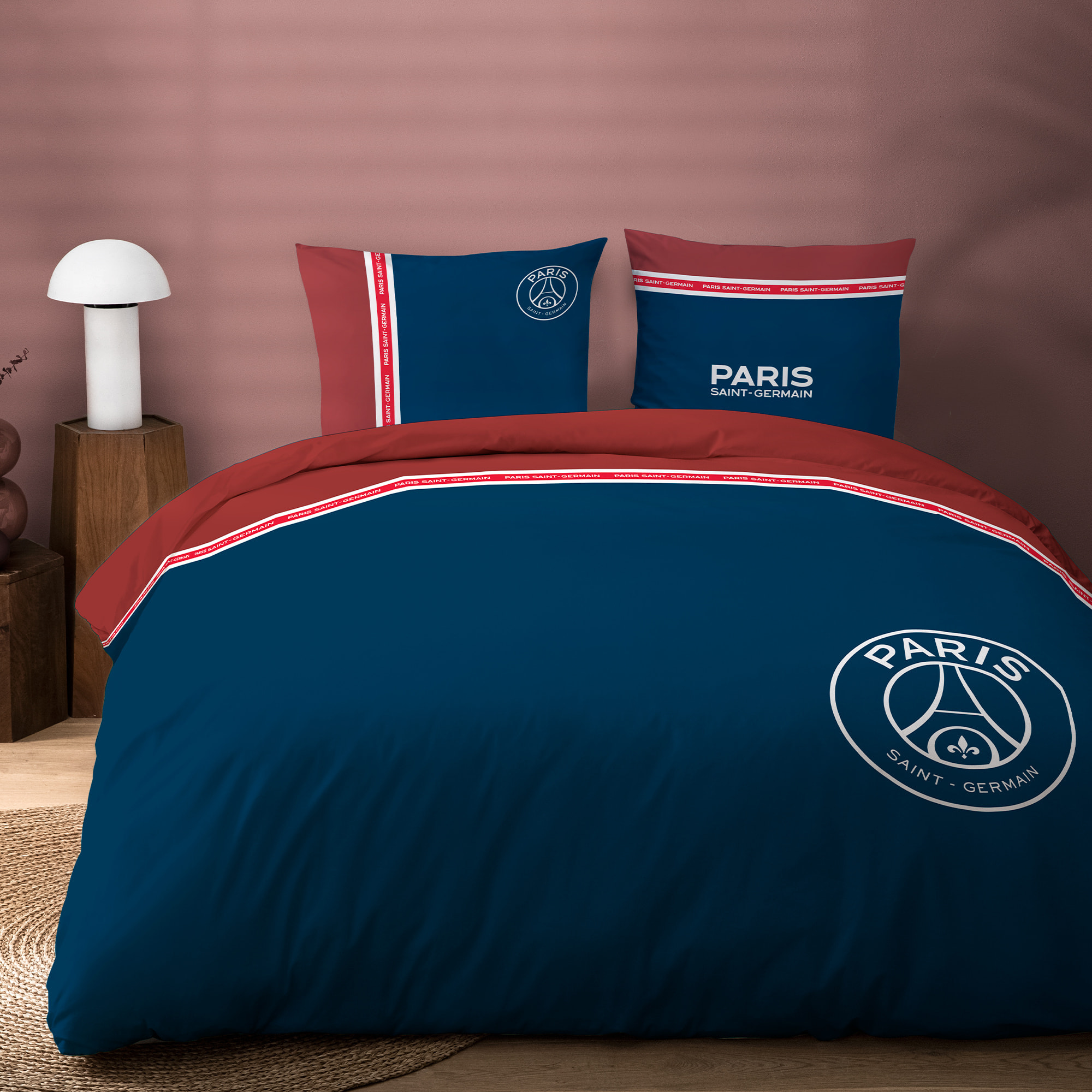 Parure de lit imprimée 100% coton, PSG MINIMALISTE