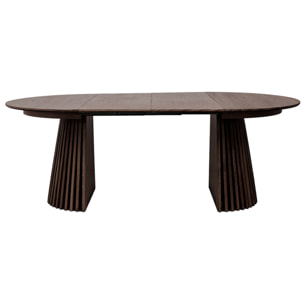Freya - table à manger ronde extensible - effet bois foncé - 4 à 8 personnes - Bois