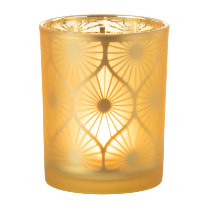 J-Line photophore Losange Fleurs - verre - jaune - medium - 2 pcs