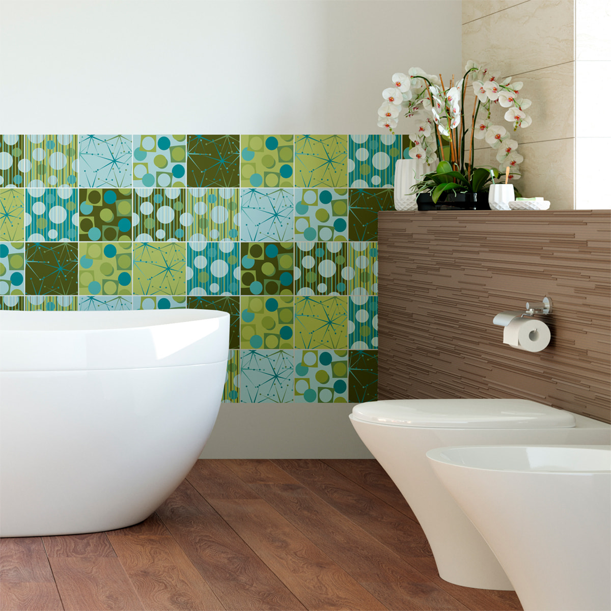 Stickers muraux - Sticker Mural Carrelage adhésif Cuisine Salle de Bain - 9 STICKERS CARREAUX DE CIMENT SCANDINAVE FLISER