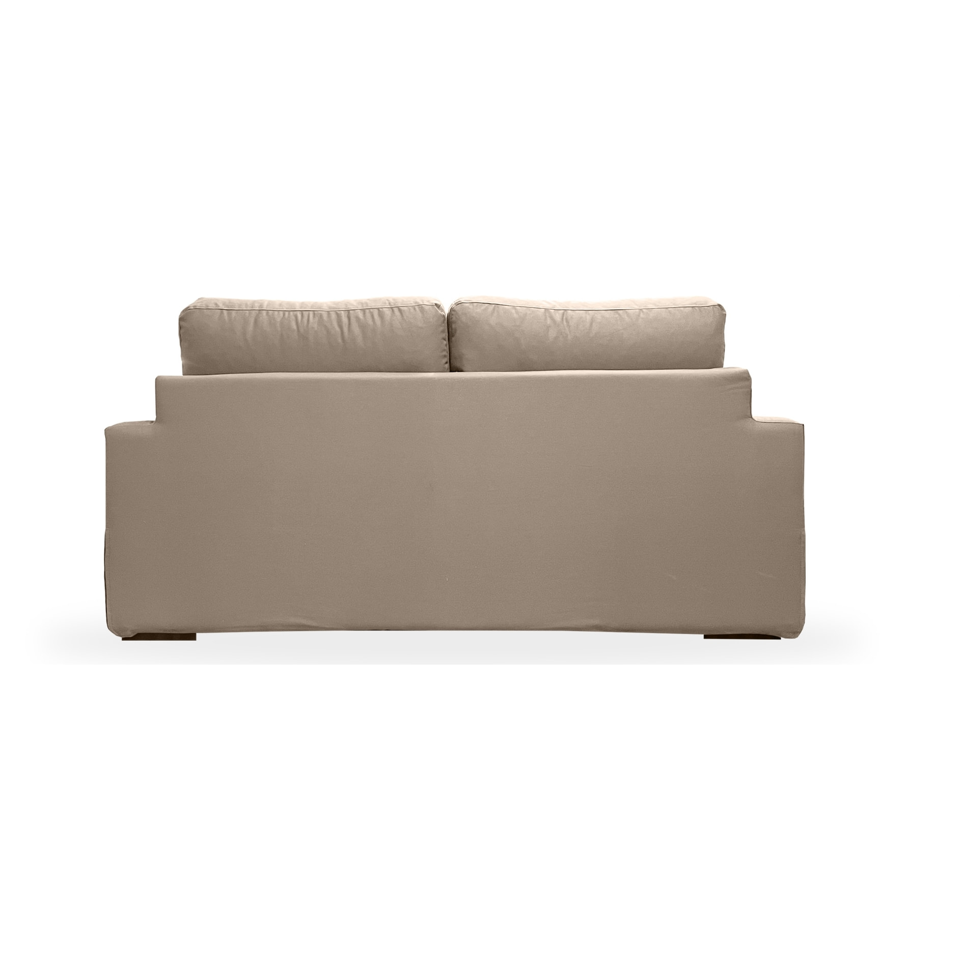 Canapé 2 pl TRESSIN 170 cm fixe tissu coton Taupe - 100% déhoussable - Fab. France