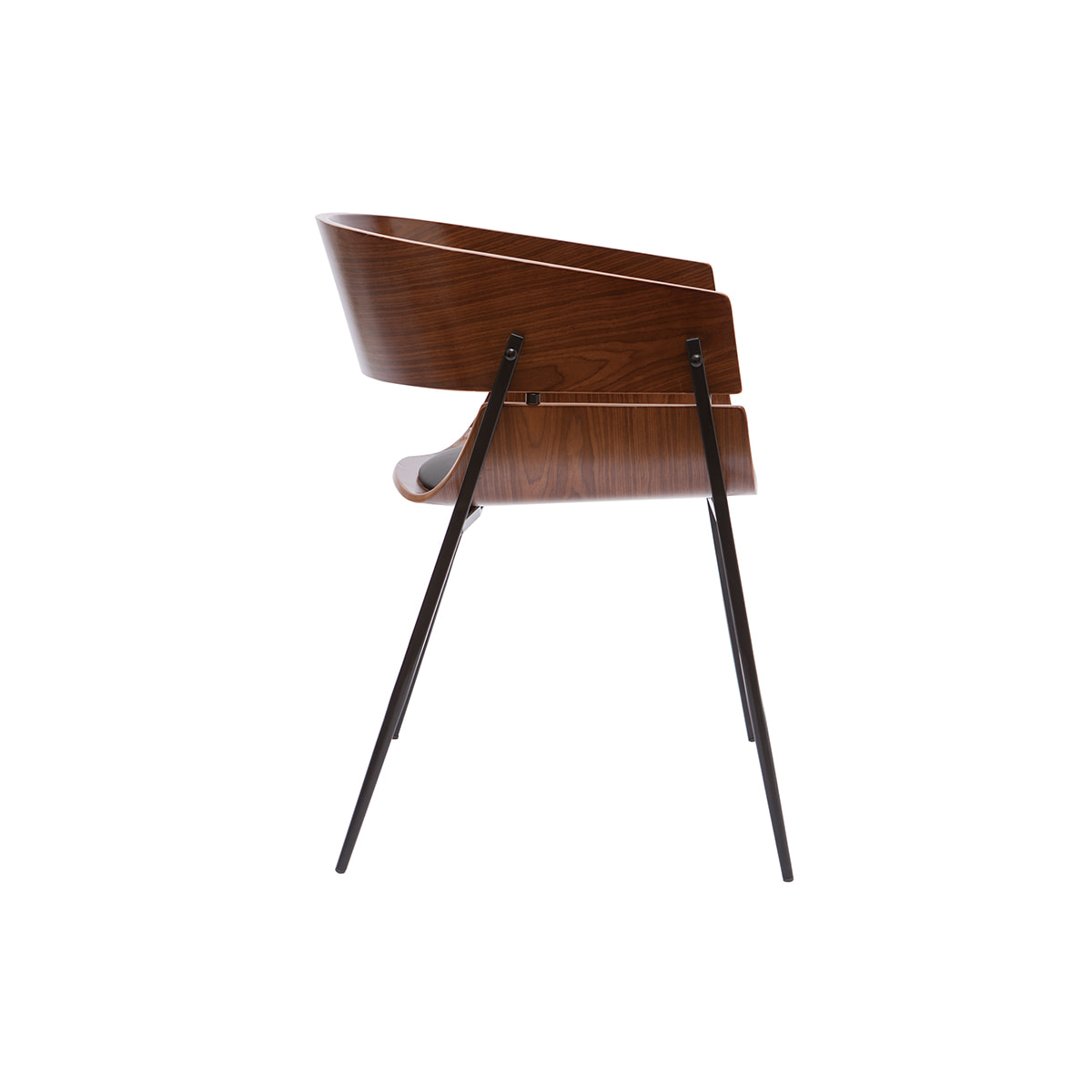 Chaise design bois foncé et métal noir WESS