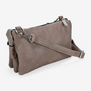Bolso bandolera taupe con tres compartimentos
