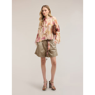 Motivi - Shorts a vita alta in popeline con cintura - Beige